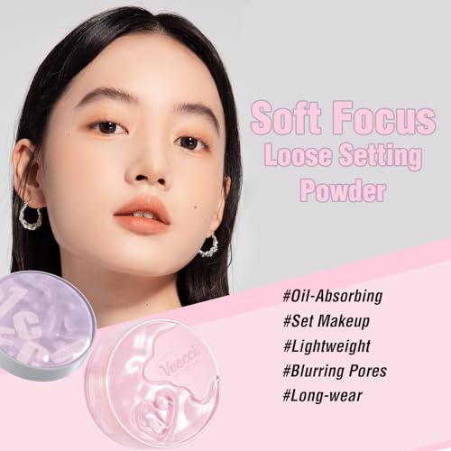 Light Purple Matte Finish Loose Setting Powder Talc-free Tone-up Face Makeup Translucent Dry Oily Skin Controls Shine Lightweight