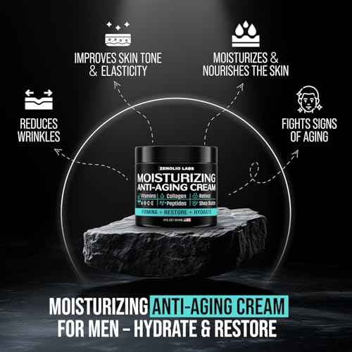 Mens Face Moisturizer Cream - Anti Aging & Wrinkle Face Cream - Mens Facial Moisturizer - Retinol, Collagen, Peptides, Shea Butter, Vitamins E & A - Facial Skin Care Eye Lotion - Day & Night ? 4 oz