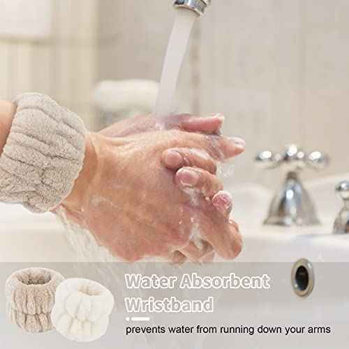 WHAVEL 6PCS Spa Headband and Wristbands Set, Face Wash Headband Wrist Bands for Washing Face Makeup Skincare Hair Band Skin Care Accessories Tools