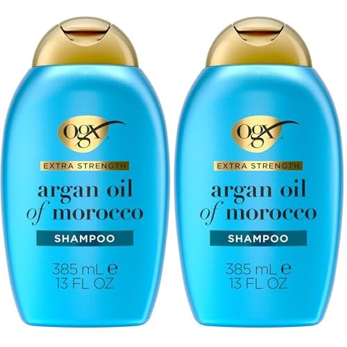 OGX Brand Extra Strength Hydrate & Repair Shampoo, 13 fl oz (Pack of 2), Paraben & Sulfate-Free Surfactants, with Argan Oil of Morocco for Dry, Damaged Hair, Cold-Pressed, 26 Fl Oz