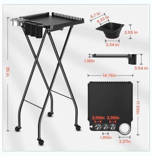 TASALON Professional Hair Styling Station Cart with Magnetic Bowls