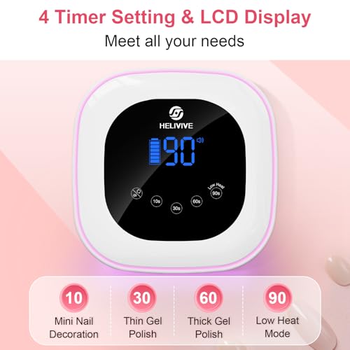 80W Cordless UV LED Nail Lamp with 4 Timers & Ambient Light