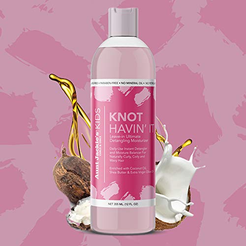 Aunt Jackie's Kids Knot Havin' It Leave-In Ultimate Detangling Hair Moisturizer for Naturally Curly, Coily and Wavy Hair, 12 oz (Pack of 2)