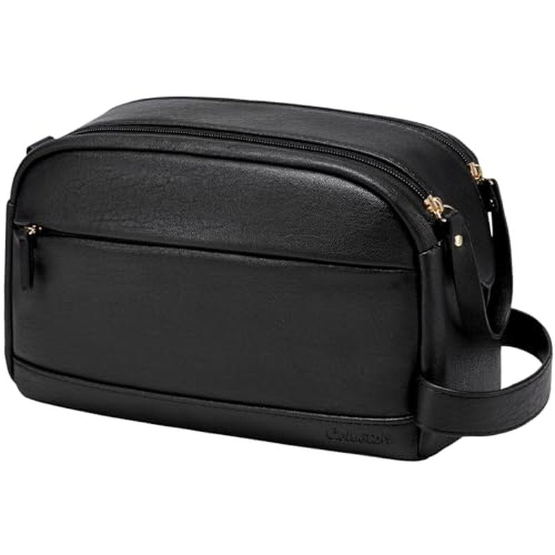 Celvetch PU Leather Toiletry Bag for Men - Water Resistant