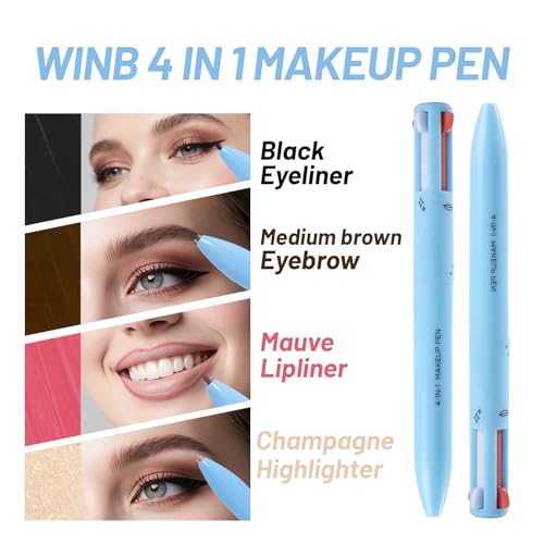 4-in-1 Makeup Pen - Eyeliner, Eyebrow, Lip Liner & Highlighter