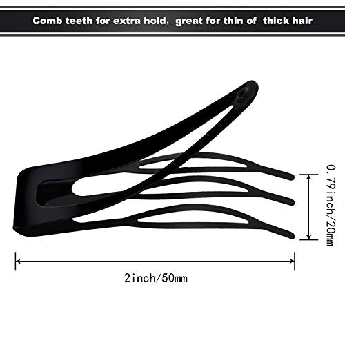 Chinco Black Metal Snap Hair Clips 24 Pack - 2 Inch Double Grip