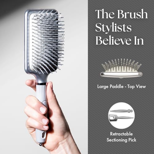 Olivia Garden Ceramic + Ion XL Pro Hair Brush - Paddle Brush for All Hair Types - Smooths and Adds Shine