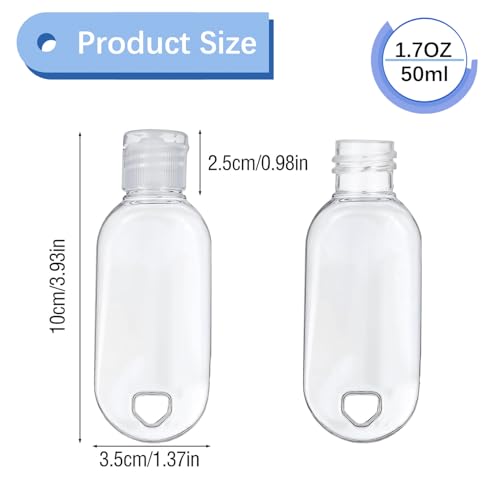 5Pc Travel Sanitizer Bottles 50ml Refillable w/ Keychain