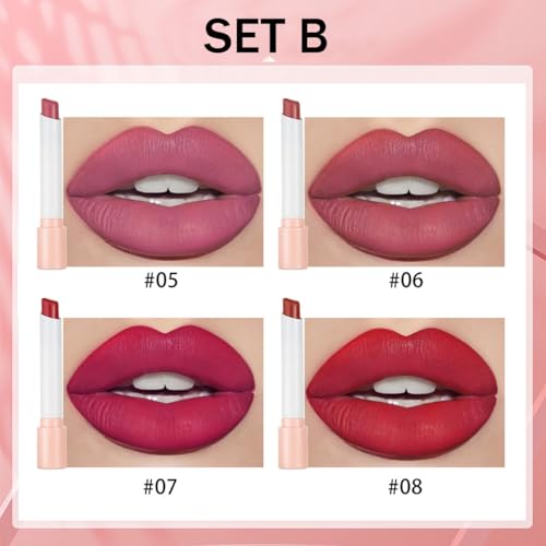 4-Color Matte Lipstick Set, Waterproof Long-Lasting Velvet Lip