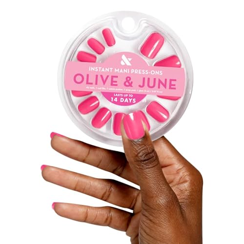 Olive & June Instant Mani Press-On Nails - Hot Strawberry, Short, Squoval