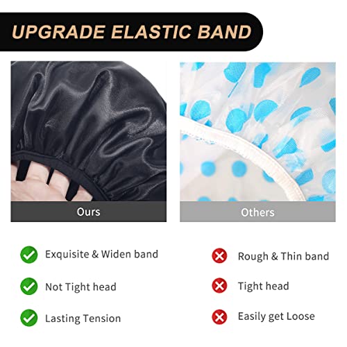 Aquior Extra Large Shower Cap for Women Men, Waterproof Satin EVA Hair Cap 4-Pack