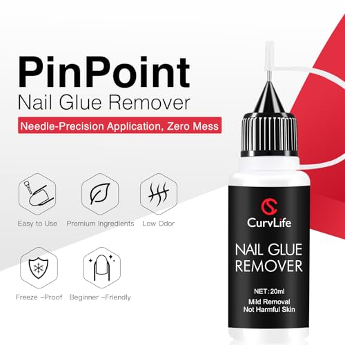 CurvLife 20ml Non-Acetone Nail Glue Remover for Press-On Nails