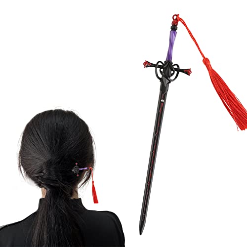 Hair Chopsticks,Comics Chinese Style Hair Pin Cute Hair Sticks for Bun with Tassel Red Gem Hair Accessories for Women Girls Long Hair,Style1 One Size