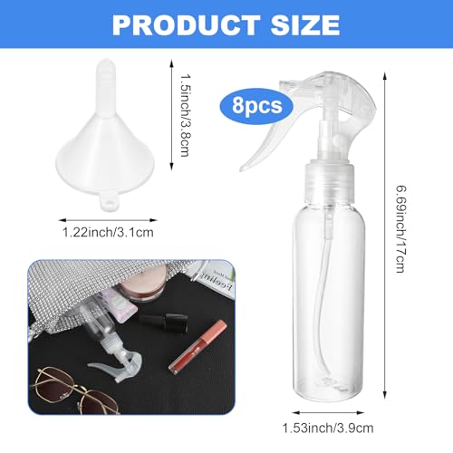 Molain 8-Pack 3.5oz Spray Bottles, Refillable Mini Misters
