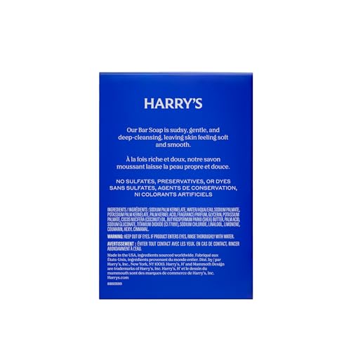 Harry's Bar Soap for Men - Wildlands Scent - (2 Pack) 4 oz - Men's Body Soap - Made with Plant-Based Cleansers - No Parabens, Sulfates, or Dyes