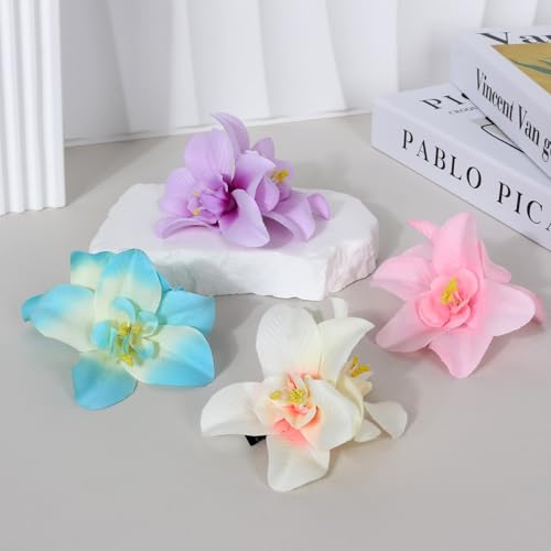 8-Piece Hawaiian Flower Hair Clips Set for Women