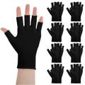 8 Pairs Black Cotton Fingerless Moisturizing Gloves for Dry Hands & Eczema