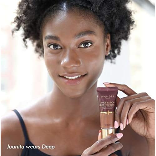 Wander Beauty Nude Illusion Liquid Foundation - Deep - Medium to Full Coverage Foundation with Niacinamide & Lotus Extract - Natural Skin Finish - Blurs, Conceals & Contours - Travel-Friendly Tube