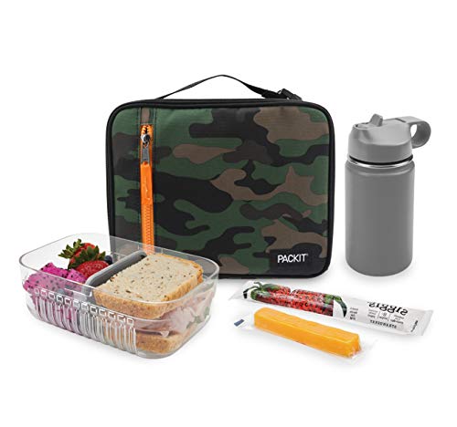 PackIt Freezable Classic Lunch Box, Camo, Built with EcoFreeze Technology, Collapsible, Reusable, Zip Closure With Zip Front Pocket and Buckle Handle, Perfect for Lunches