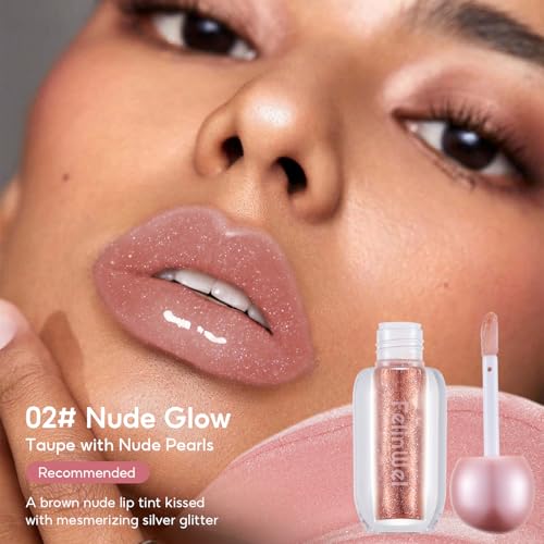 FelinWel Sparkly Lip Gloss - Moisturizing Shimmer, Nude Glow