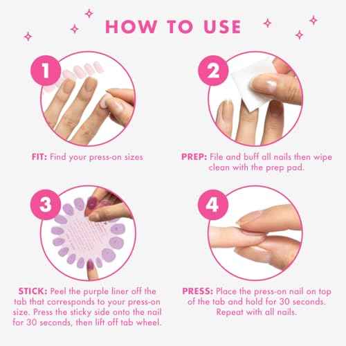 Super Stick Mani Adhesive Tabs Set | No Glue Needed | Use with Olive & June Press-On Nails | Non-Toxic Tabs | Easy On-Off, Non-Damaging | Realest Look | 7-Day Wear