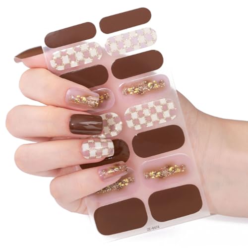 Yabonica 6 Sheets 96pcs Nail Wraps Stickers, DIY Press on Nail Polish Strips Self-Adhesive Full Wraps Nail Art with Mini Nail Files (W001)