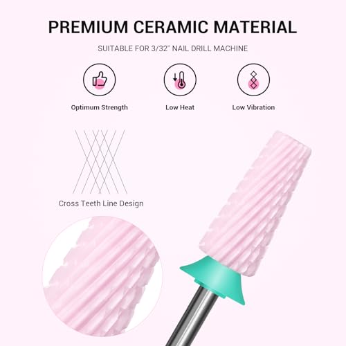 MelodySusie 5-in-1 Ceramic Nail Drill Bits, 3/32'' Coarse
