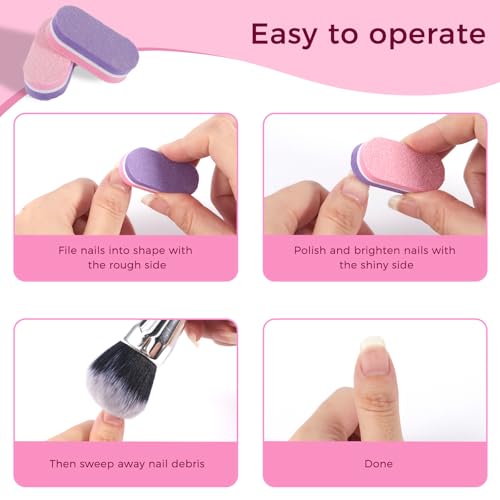 50 Pcs Purple Pink Nail Buffers 100/180 Grit Dual-Sided