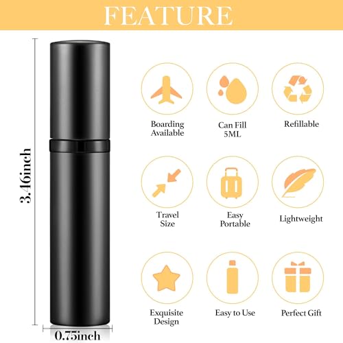 LTBL Black & Gray 5ml Refillable Perfume Atomizer - Portable Travel Spray