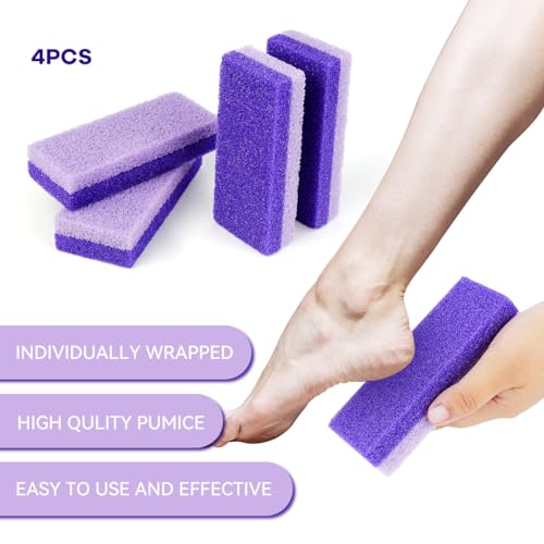 Glass Foot Pumice Stone 4-Pack - Double Sided Callus Remover & Scrubber