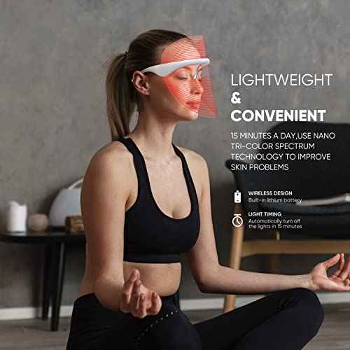 LED Face Mask Light Therapy Facial Photon Beauty Device with USB Cable 3 Colors LED Skin Care Treatment Mask for Facial Rejuvenation, Anti-Aging
