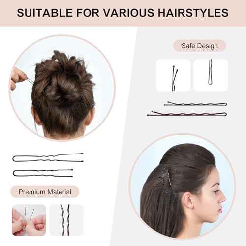 400PCS Smyeyml Bobby Pins Hair Pins Kit, Premium Bobby Pins Brown Hair, Non-Slip Hair Pins for Women, Pain Free Bobby Pin for Women, Invisible Hair Pin, Clear Hair Bands, With Storage Box