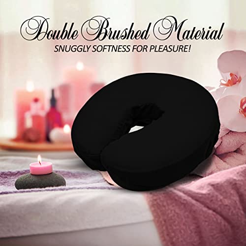London Linens Microfiber Massage Table Face Cradle Covers - 4 Pack (Black)