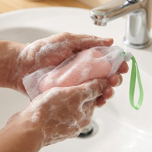 Exfoliating Mesh Soap Pouches Pack of 10 - Gentle Foam Net Bags for Bath & Shower