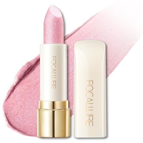 FOCALLURE Moisturizing Shiny Lipstick,Pearl Shimmery Finish,Hydrating Tinted Lip Balm with Creamy Texture,Long Lasting High Pigmented Lip Stain,Sour Sugar