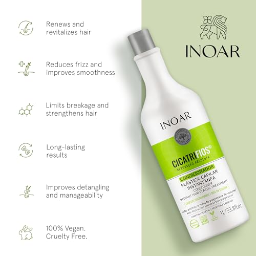 Inoar Cicatrifios Conditioner with RejuComplex3 for Intensive Repair, Frizz Reduction & Enhanced Softness, 33.8 Fl Oz