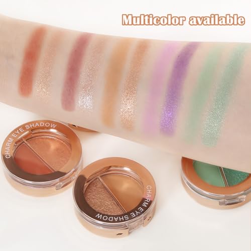 Boobeen Double Color Eyeshadow Palette, Matte & Shimmer Metal Eye Shadow Powder, Color Eye Shadow Blendable, Ultra Pigment Long Lasting Eye Makeup Palette