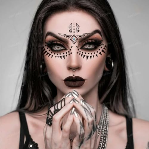 9-Pack Temporary Face Tattoo Stickers - Waterproof Eye Lace