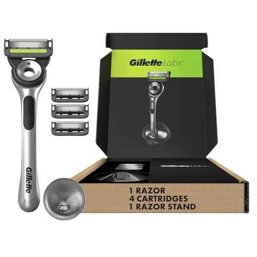 GilletteLabs with Exfoliating Bar by Gillette Razor for Men - 1 Handle, 4 Razor Blade Refills, Holiday Gifts for Men, Includes Premium Magnetic Stand