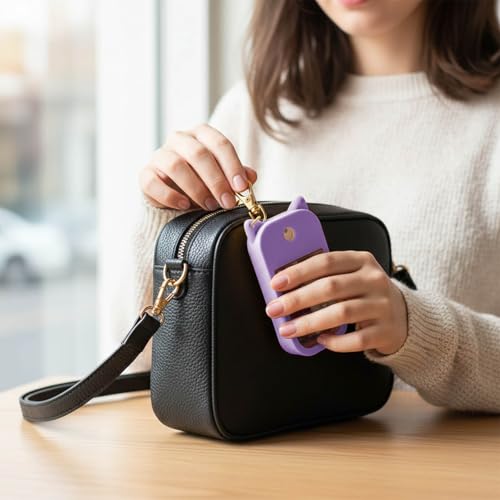 Silicone Case for Touchland Power Mist & Glow Mist 1 fl oz Hand Sanitizer, With two kinds of buckles, Multicolor (purple&red ears)