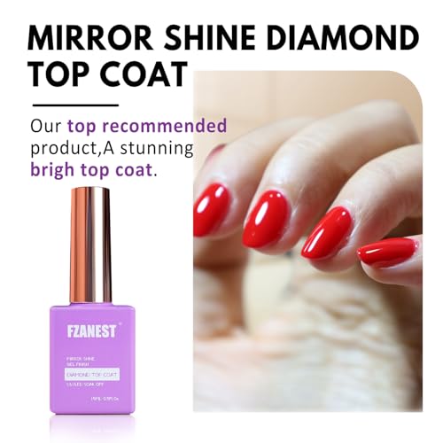 FZANEST Rubber Base & No Wipe Top Coat Gel Nail Polish Set