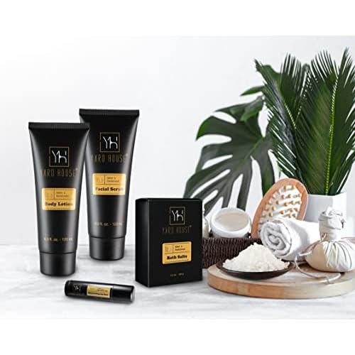 Bath and Body Gift Set for Men - Sandalwood Amber - Birthday, Christmas, Fathers Day Gifts From Wife Daughter Son for Husband, Dad - Relax Spa Kit w. Full Size Items in Deluxe Toiletry Bag
