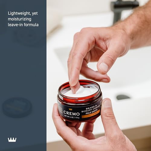 Cremo Beard & Scruff Cream, Palo Santo (Reserve Collection), 4 oz - Soothe Beard Itch, Condition and Offer Light-Hold Styling for Stubble and Scruff