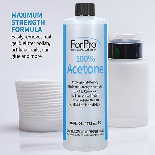 ForPro 100% Pure Acetone Nail Polish Remover - Gel & Glue Remover, 16 fl oz