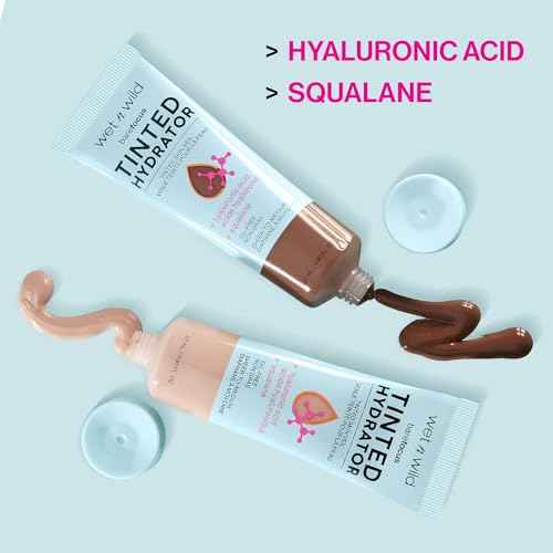 wet n wild Bare Focus Tinted Hydrator Tinted Skin Veil, Lightweight Buildable Coverage with Hyaluronic Acid & Vegan Squalane, Sheer-to-Medium Coverage, Semi-Matte Finish, Cruelty-Free - Light Medium