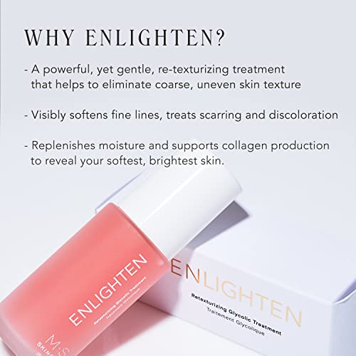 M.S Skincare Enlighten Retexturing Glycolic Treatment, Vegan Skincare, 2 fl oz Glass Bottle