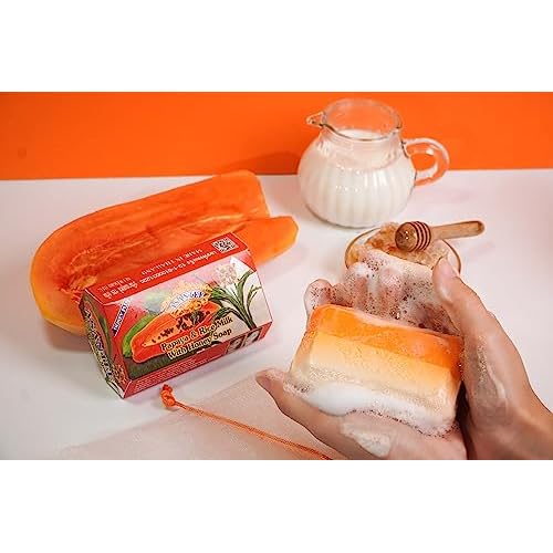 ASANTEE Papaya & Rice Milk with Honey Cleansing Soap 125 Grams (6-Pack)