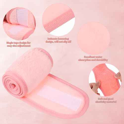 obeoby 6 Pack Spa Facial Headbands for Women, Adjustable Face Wash Headband Coral Fleece Skincare Headband for Shower Yoga Stocking Stuffers for Women Girls