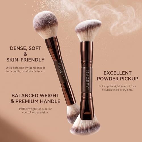 MAGEFY Double-Ended Makeup Brush Set - 4 Brushes Foundation Powder Blush