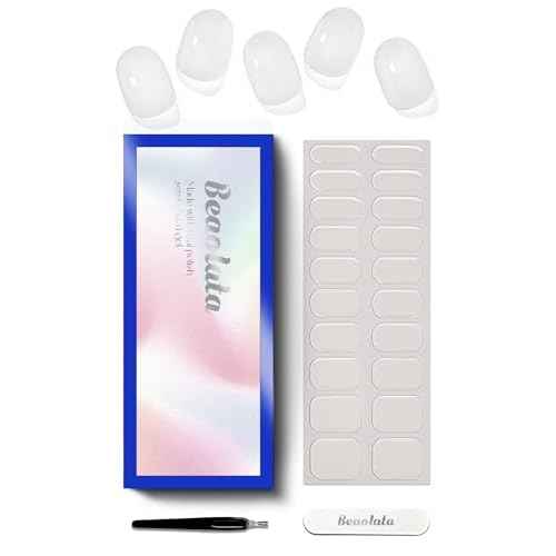 Semi Cured Gel Nail Strips - UV Light Gel Nail Stickers - 20 Long Lasting Salon Quality Wraps (Transparent Dew Drop)